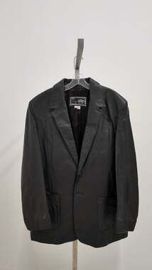 Vintage The Leather Factory Black Leather Blazer Jacket - Made in USA(Size 48)